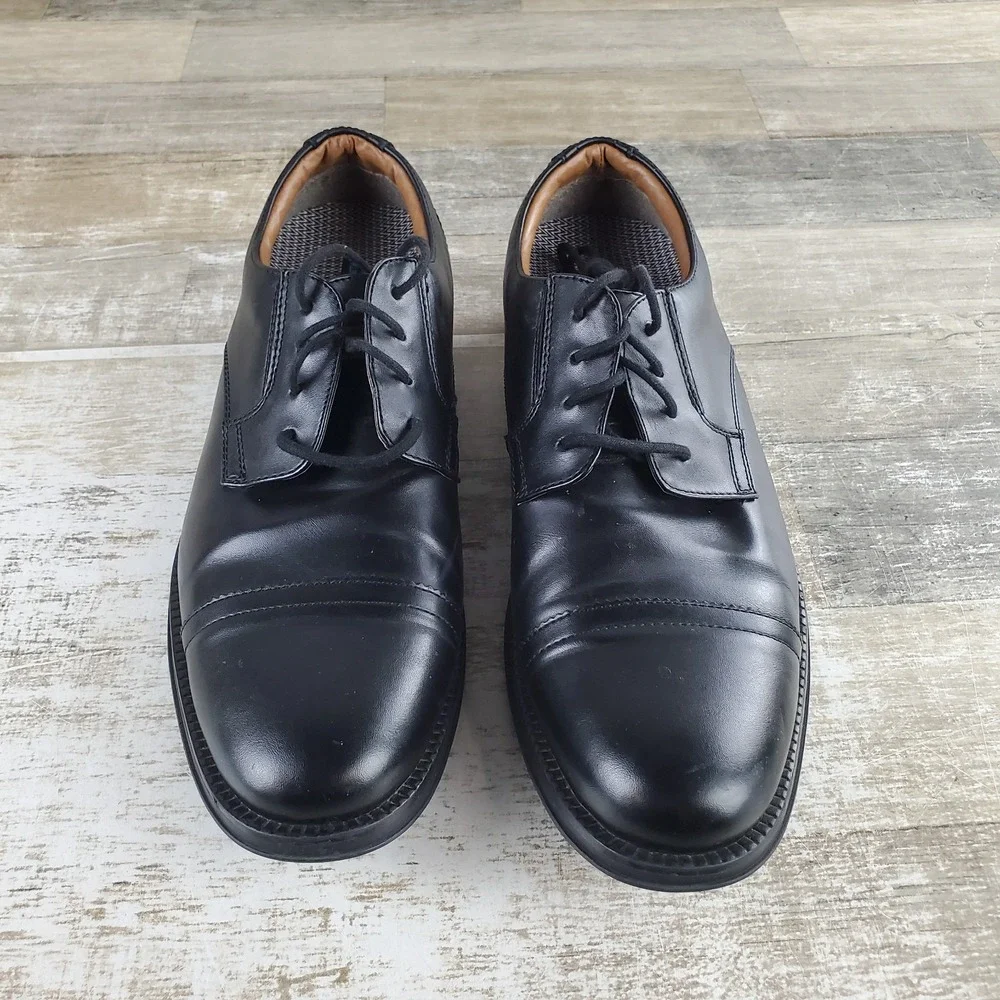 George Branford Mens Dress Oxford Shoes Sz 9.5 Black Leather Lace-Up Cap-Toe